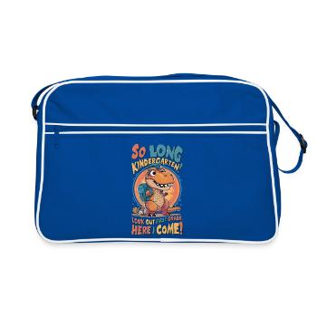 So Long Kindergarten T-rex Dino Tee - Retro Tasche - Blau/Weiß - Vorne
