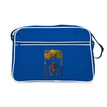Mutter Natur Rahmen Wurzeln Baum Lebensbaum - Retro Tasche - Blau/Weiß - Vorne