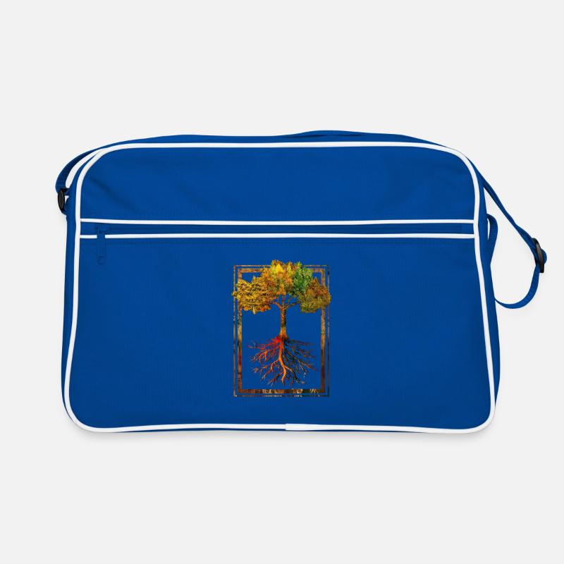 Mutter Natur Rahmen Wurzeln Baum Lebensbaum - Retro Tasche - Blau/Weiß
