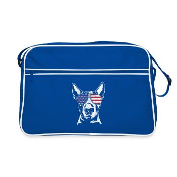 BULL TERRIER Amérique Flag Dogs Wilsigns - Sac Retro - bleu/blanc - Devant
