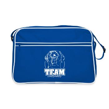 Team Labrador Retriever Labbi Hunde Hund Wilsigns - Retro Tasche - Blau/Weiß - Vorne