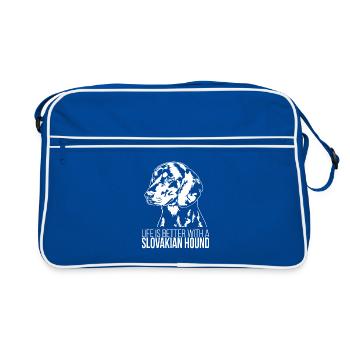 Slovakian Hound life is better Hunde Hund Wilsigns - Retro Tasche - Blau/Weiß - Vorne