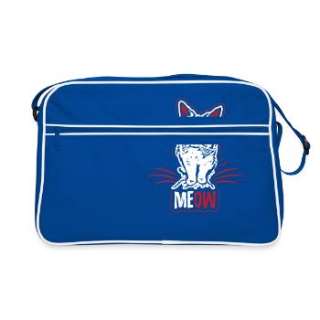 Cat evil angry cats Miau cat holder gift - Retro Bag - blue/white - Front