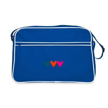 Vibrant Colorful Hearts - Retro Bag - blue/white - Front