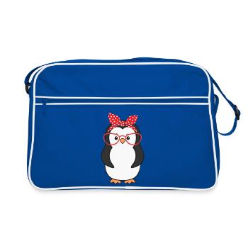 Pinguin Pinguine - Retro Tasche - Blau/Weiß - Vorne