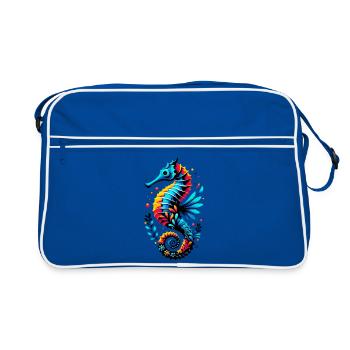 Seahorse - Retro Bag - blue/white - Front