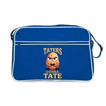 Dessin animé drôle de patate en colère avec des pommes de terre allant à la Tate - Sac Retro - bleu/blanc - Devant