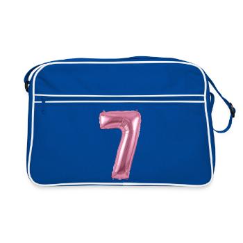 T-shirt du 7e anniversaire, septième anniversaire Hélium - Sac Retro - bleu/blanc - Devant