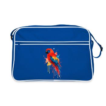 Bright Macaw Parrot: Aquarellkunst & Farben - Retro Tasche - Blau/Weiß - Vorne