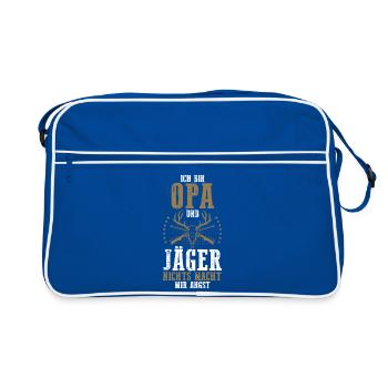 Opa Großvater Jagd Jagen Waidmann Jäger - Retro Tasche - Blau/Weiß - Vorne