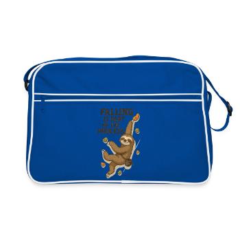 Bouldern Faultier – Falling is part of the Process - Retro Tasche - Blau/Weiß - Vorne