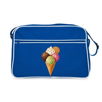 Glace géométrique | Cornet de glace low poly - Sac Retro - bleu/blanc - Devant