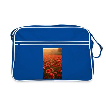 Red poppies in the evening sun - Retro Bag - blue/white - Front