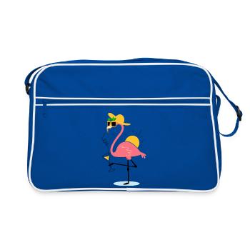 Design d’été flamant – Ambiance tropicale - Sac Retro - bleu/blanc - Devant