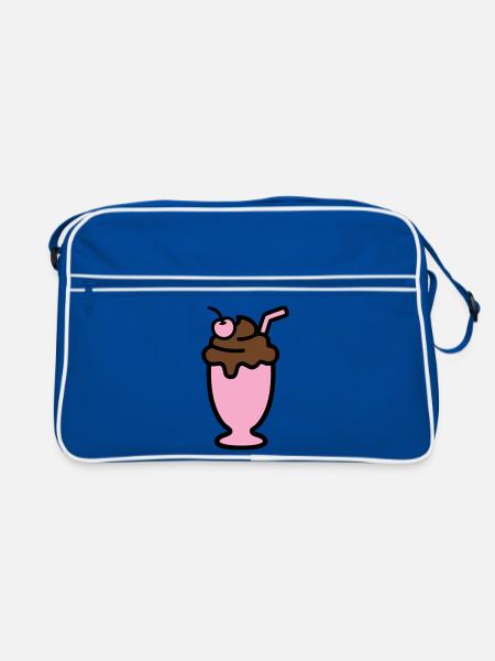 Milchshake Eiscreme Icon - Retro Bag - blue/white - Front