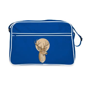 Rehbock Geweih - Retro Tasche - Blau/Weiß - Vorne