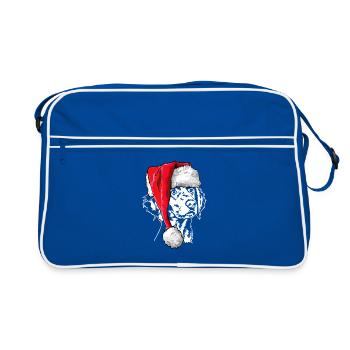 Santa Weimaraner Langhaar Weihnachten Wilsigns - Retro Tasche - Blau/Weiß - Vorne