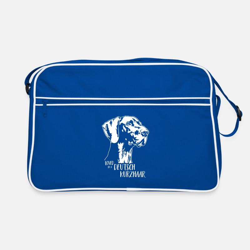 Loved by a Deutsch Kurzhaar Hunde Wilsigns - Retro Tasche - Blau/Weiß