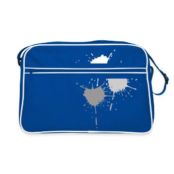 Art - Exploding color blots in gray - Retro Bag - blue/white - Front