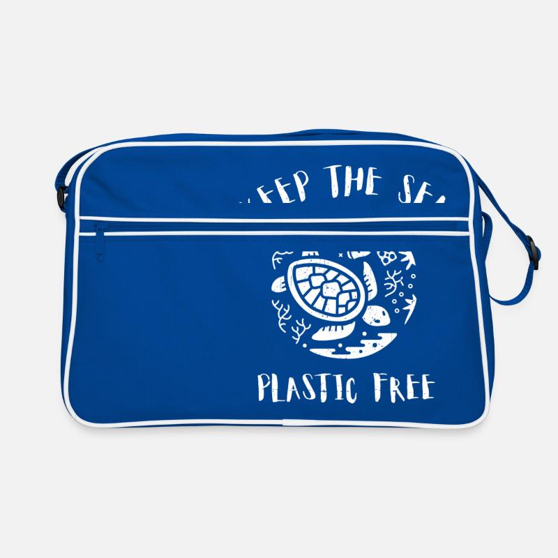Please Keep the Sea Plastic Free Turtle Scene Retro Bag