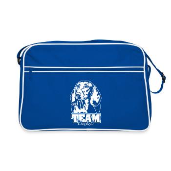 TEAM Dackel Hund Hunde Wilsigns - Retro Tasche - Blau/Weiß - Vorne