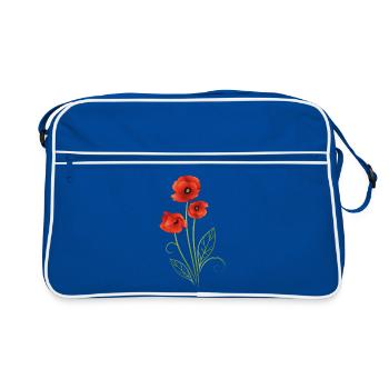 Rote Mohnblumen Mohn Sommer - Retro Tasche - Blau/Weiß - Vorne