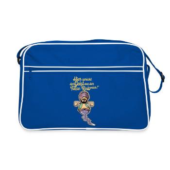 Geist aus der Tasse - Retro Tasche - Blau/Weiß - Vorne