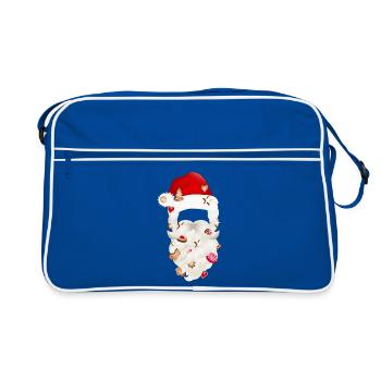 Santa Claus beard studded with Christmas cookies - Retro Bag - blue/white - Front