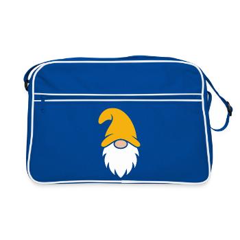 Orange Hat Gnome Illustration - Retro Bag - blue/white - Front