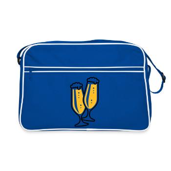 Pilsglas Schlank (Bier / Pils / Biertulpe / 2C) - Retro Tasche - Blau/Weiß - Vorne