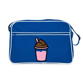 Eiskaffee Smoothie Logo - Retro Tasche - Blau/Weiß - Vorne
