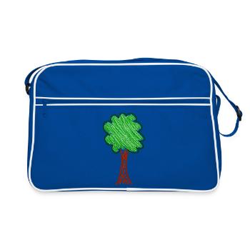 Wachsmalwaldbaum - Retro Tasche - Blau/Weiß - Vorne