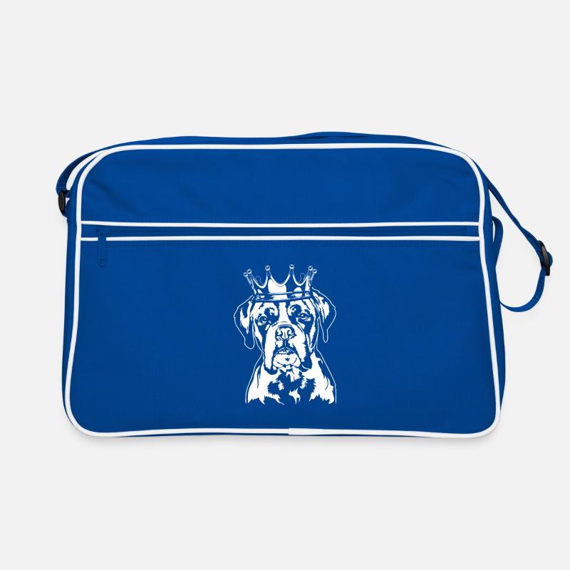 Deutscher Boxer Hund Krone Hunde Wilsigns - Retro Tasche - Blau/Weiß