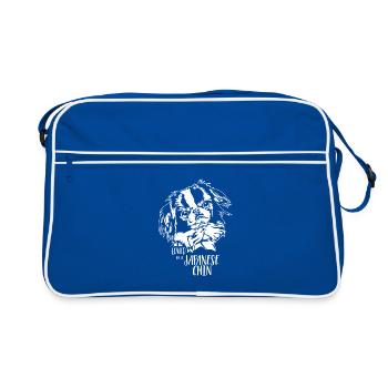 Aimé par un chien japonais menton disant chien Wilsigns - Sac Retro - bleu/blanc - Devant