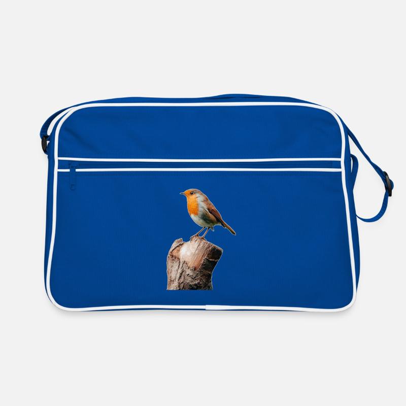 Rotkehlchen - Retro Tasche - Blau/Weiß