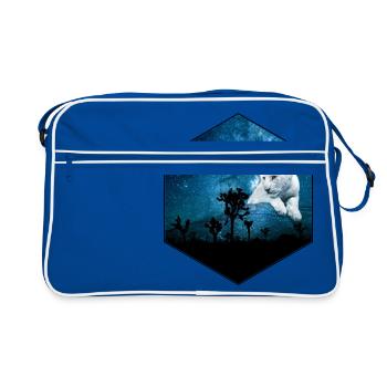 Löwenbaby - Retro Tasche - Blau/Weiß - Vorne