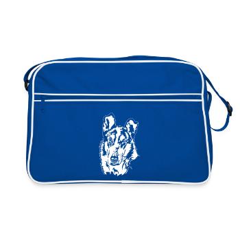 Collie à poil court Portrait chiens chien Wilsigns - Sac Retro - bleu/blanc - Devant