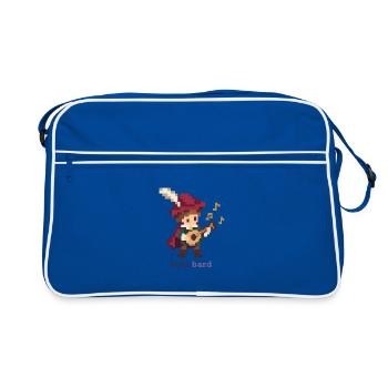 Pixel Barde mit Laute - Retro Tasche - Blau/Weiß - Vorne
