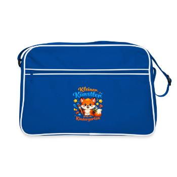 Kleiner Künstler im Kindergarten - Retro Tasche - Blau/Weiß - Vorne