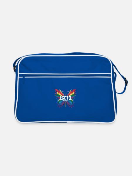 LGBTQ love is love Schmetterling - Retro Tasche - Blau/Weiß - Vorne