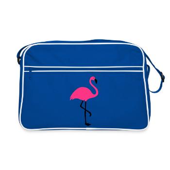 Flamingo -Sommer Sonne Strand - Retro Tasche - Blau/Weiß - Vorne