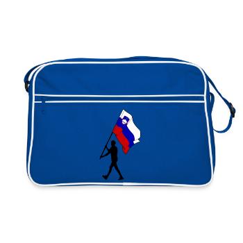 Drapeau Slovénie homme marchant - Sac Retro - bleu/blanc - Devant