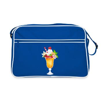 Fruity cream sundae with cream and waffle - Retro Bag - blue/white - Front