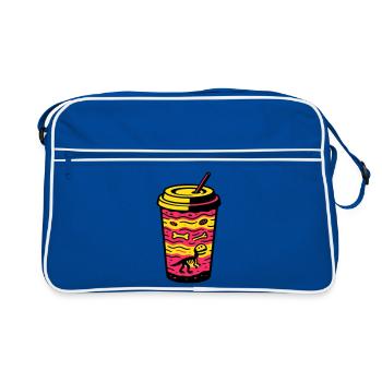 Matcha Dino Cup - Retro Tasche - Blau/Weiß - Vorne