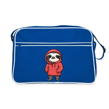 Cute sloth pendant in hoodie - Retro Bag - blue/white - Front