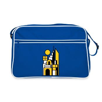 Paysage urbain abstrait en jaune noir - Sac Retro - bleu/blanc - Devant
