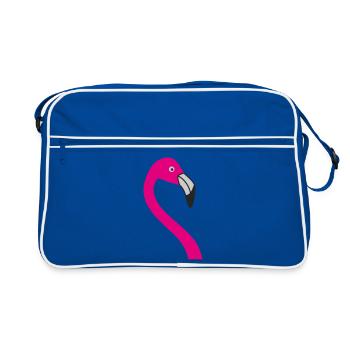 Flamingo Neon Pink Silhouette - Retro Bag - blue/white - Front