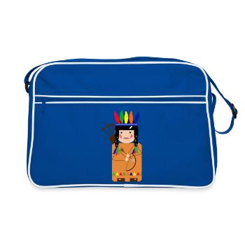 Petit Guerrier Indien aux Plumes - Sac Retro - bleu/blanc - Devant