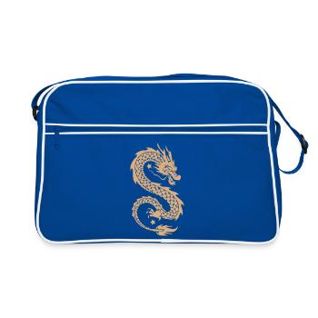 Silhouette dorée du Dragon Céleste - Sac Retro - bleu/blanc - Devant