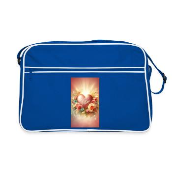 Heart of Love Mom Flower Circle - Retro Bag - blue/white - Front
